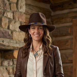 Charlie 1 Horse Felt Hat Cowboy Brown Aztec Bead Band Women’s Large Horseshoe